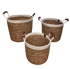 Seagrass baskets D31xH30, D27xH25, D23xH20 cm, 3 pcs
